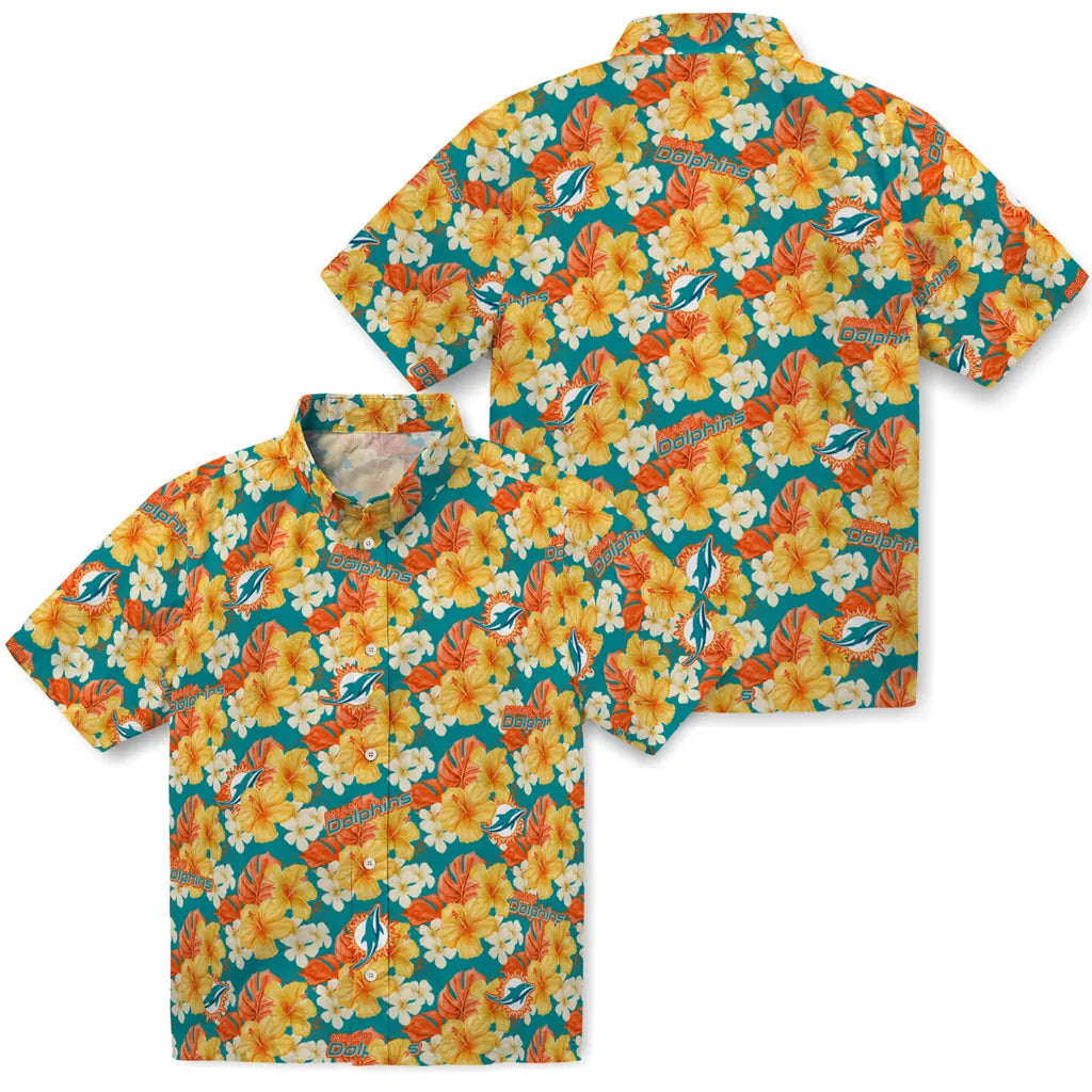 Miami Dolphins Hawaiian Shirt - Hibiscus Tropics | Moonbestprint