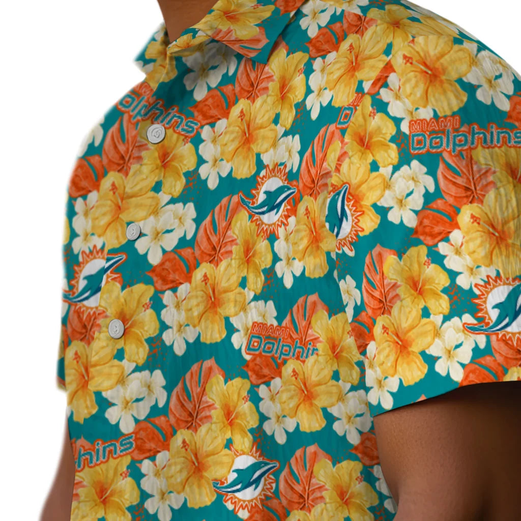 Miami Dolphins Hawaiian Shirt - Hibiscus Tropics | Moonbestprint