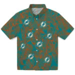 Miami Dolphins Hawaiian Shirt - Leaf Outline | Moonbestprint