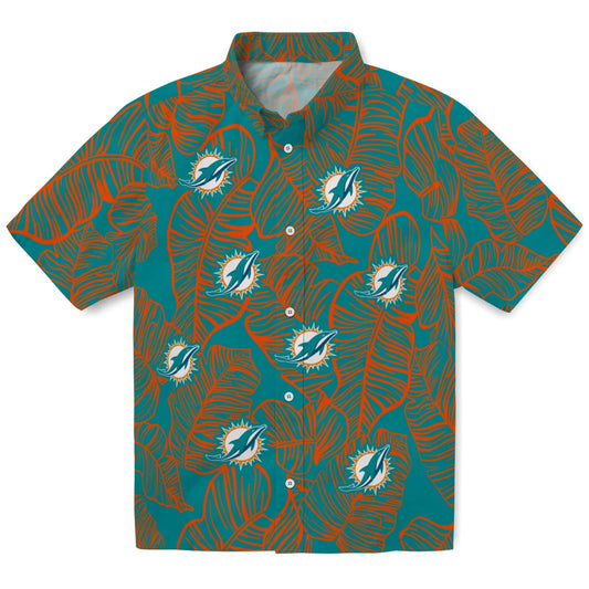 Miami Dolphins Hawaiian Shirt - Leaf Outline | Moonbestprint