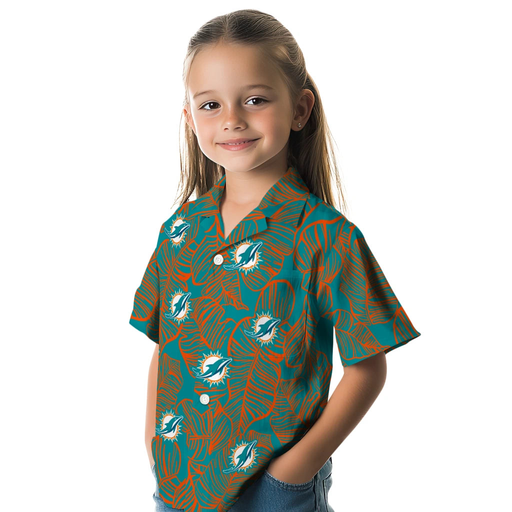 Miami Dolphins Hawaiian Shirt - Leaf Outline | Moonbestprint