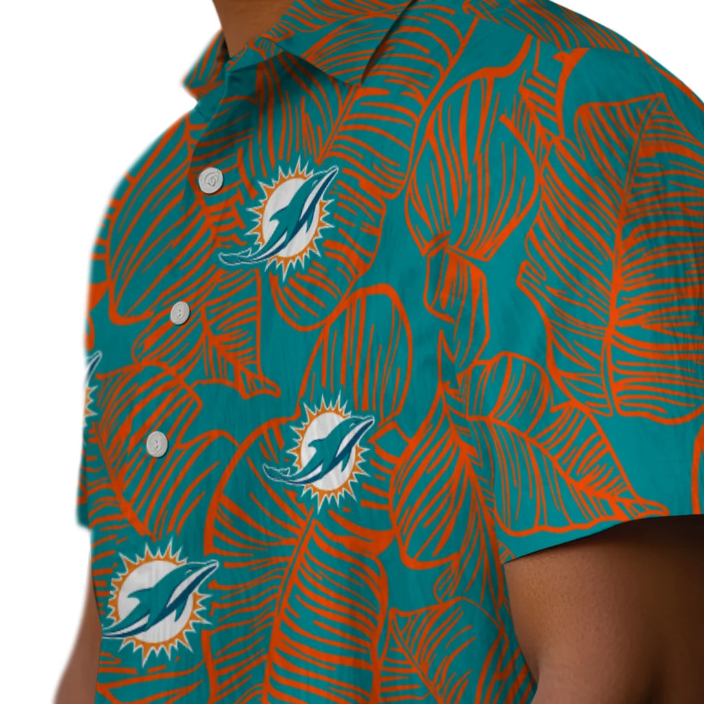 Miami Dolphins Hawaiian Shirt - Leaf Outline | Moonbestprint