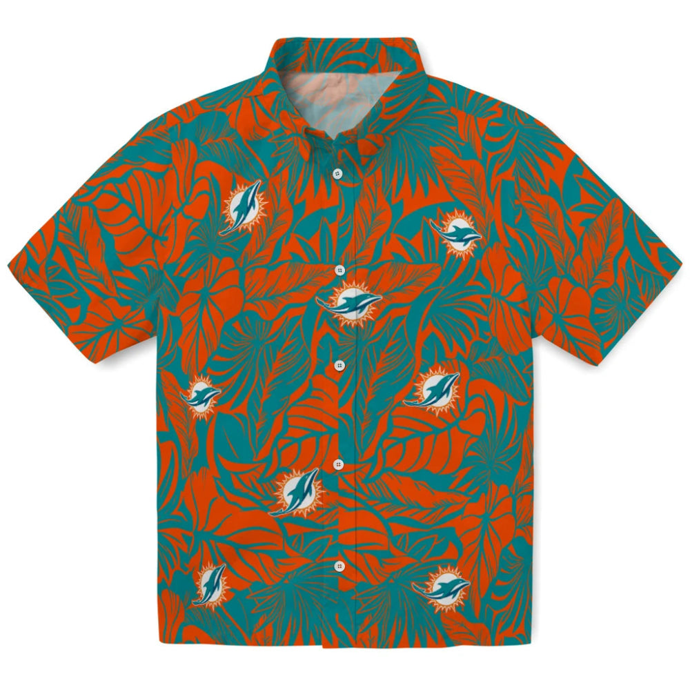 Miami Dolphins Hawaiian Shirt - Monstera Layer | Moonbestprint