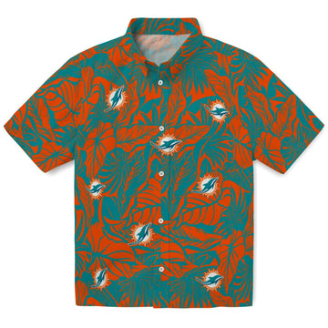 Miami Dolphins Hawaiian Shirt - Monstera Layer | Moonbestprint