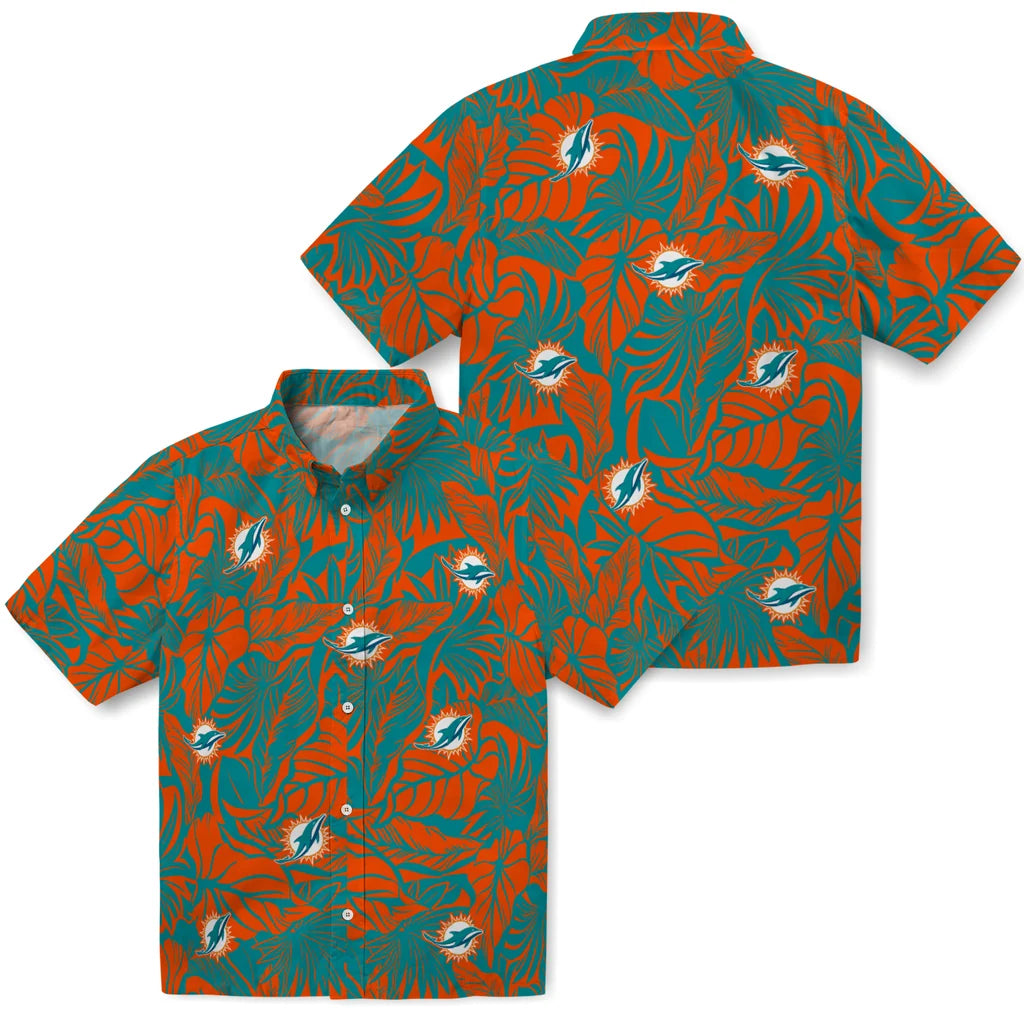 Miami Dolphins Hawaiian Shirt - Monstera Layer | Moonbestprint