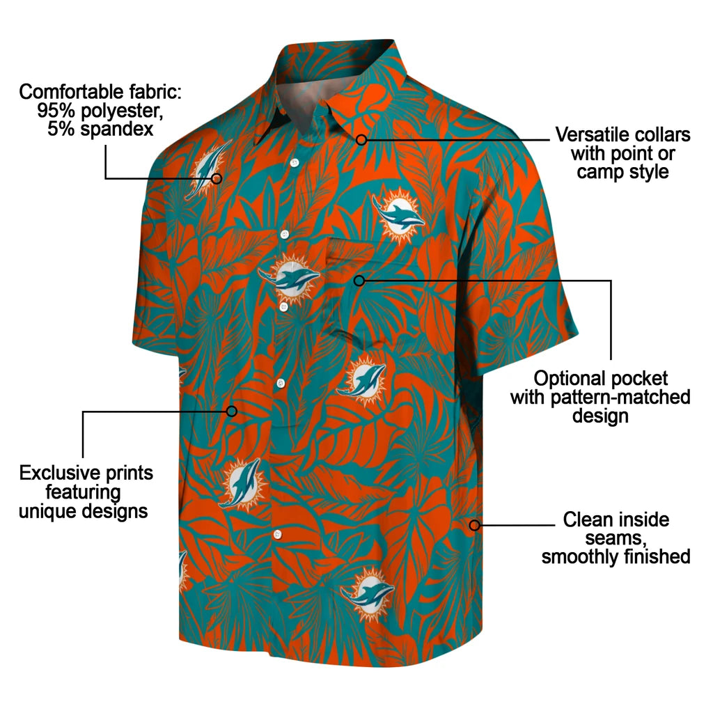 Miami Dolphins Hawaiian Shirt - Monstera Layer | Moonbestprint