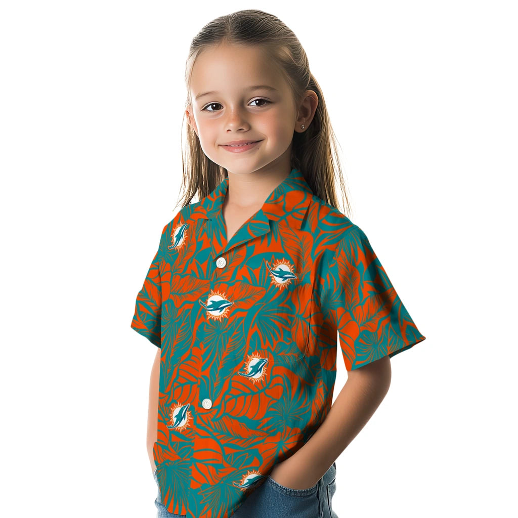 Miami Dolphins Hawaiian Shirt - Monstera Layer | Moonbestprint