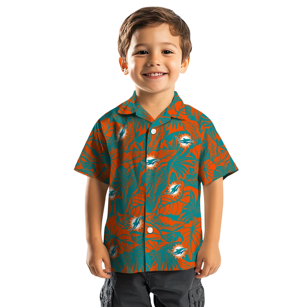 Miami Dolphins Hawaiian Shirt - Monstera Layer | Moonbestprint