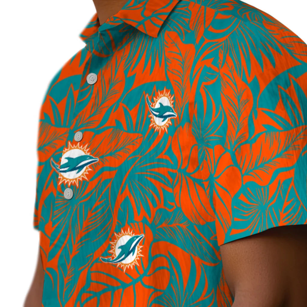 Miami Dolphins Hawaiian Shirt - Monstera Layer | Moonbestprint