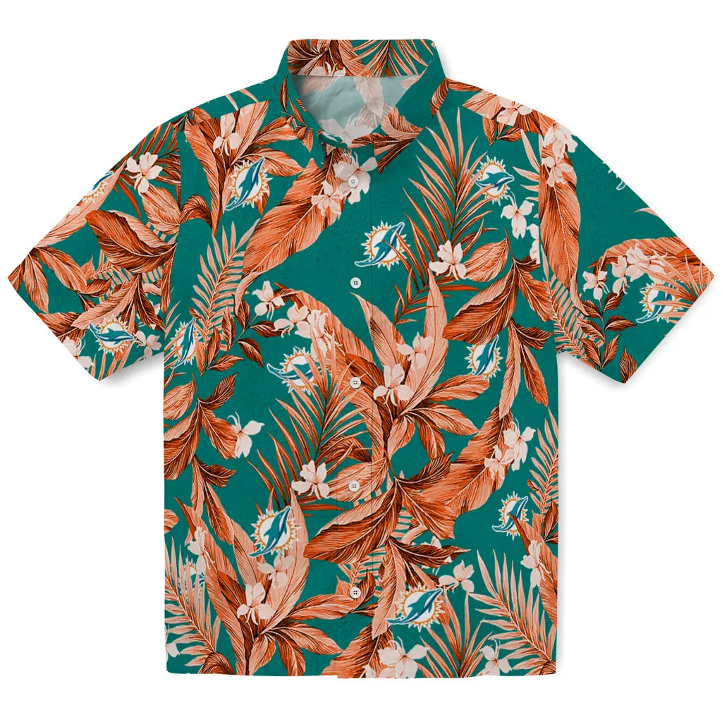 Miami Dolphins Hawaiian Shirt - Palm Leaves | Moonbestprint
