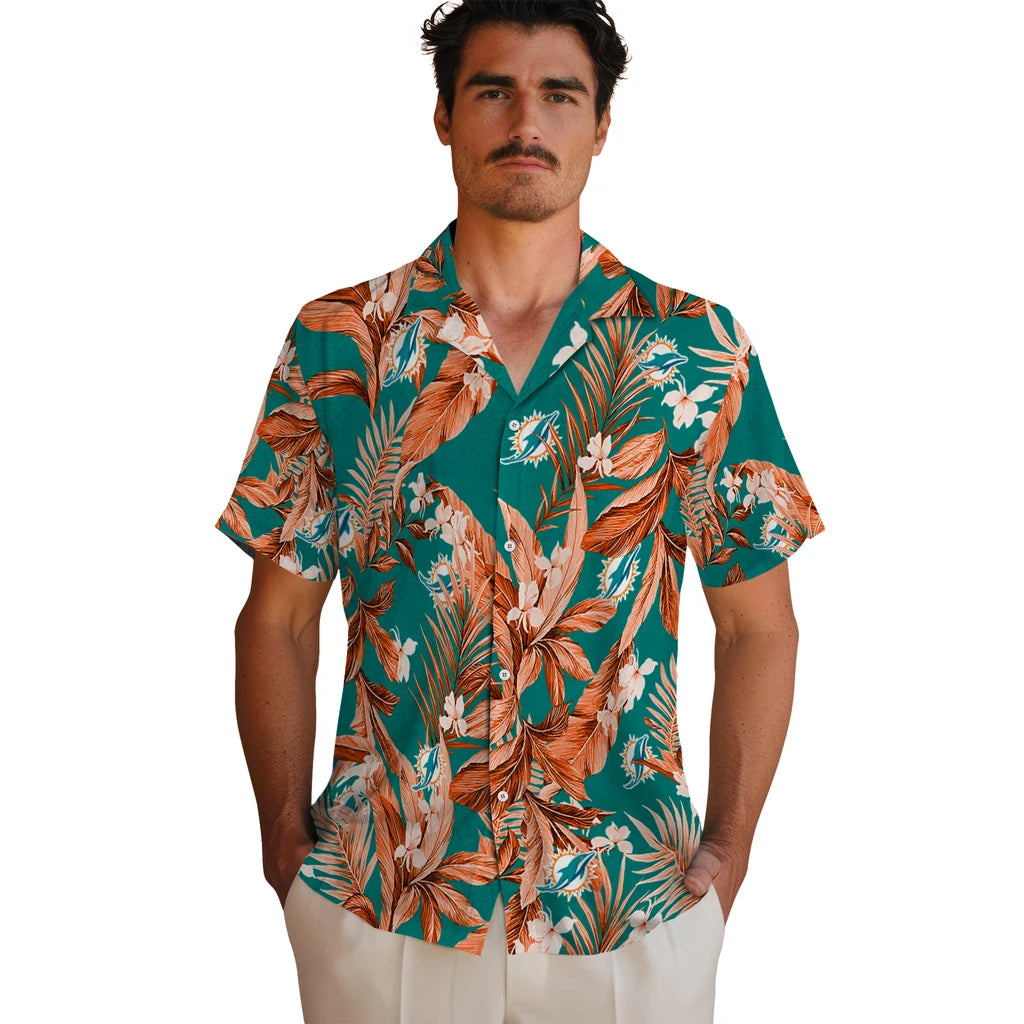 Miami Dolphins Hawaiian Shirt - Palm Leaves | Moonbestprint