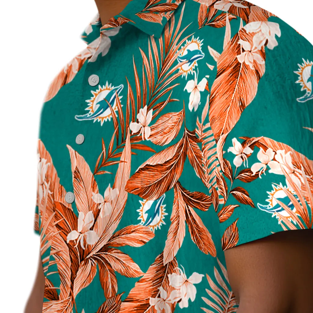 Miami Dolphins Hawaiian Shirt - Palm Leaves | Moonbestprint