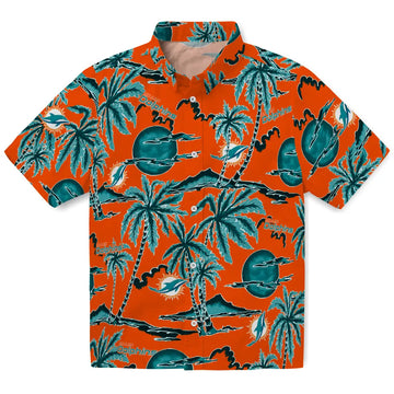 Miami Dolphins Hawaiian Shirt - Palm Sunset | Moonbestprint