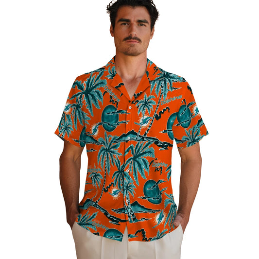 Miami Dolphins Hawaiian Shirt - Palm Sunset | Moonbestprint