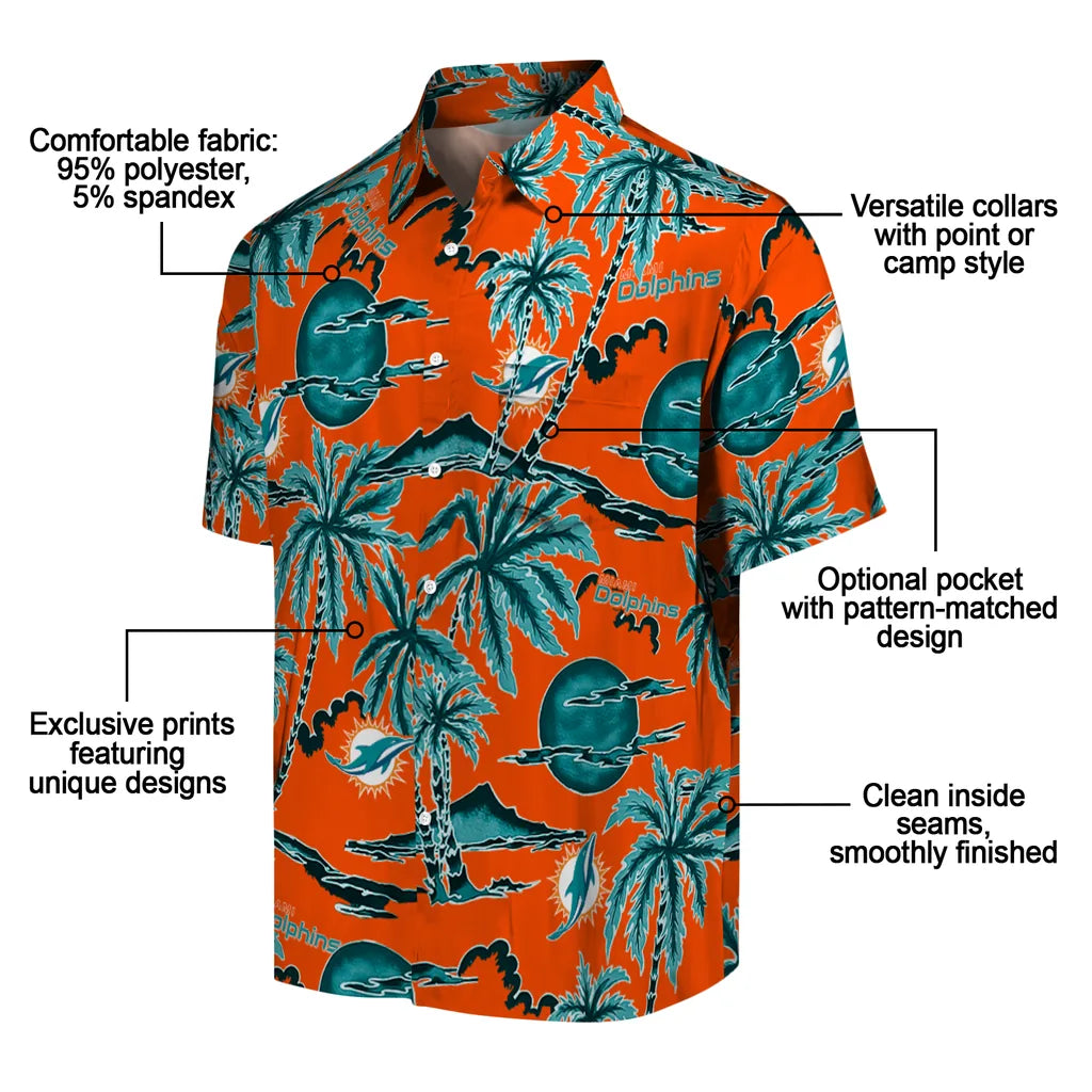 Miami Dolphins Hawaiian Shirt - Palm Sunset | Moonbestprint