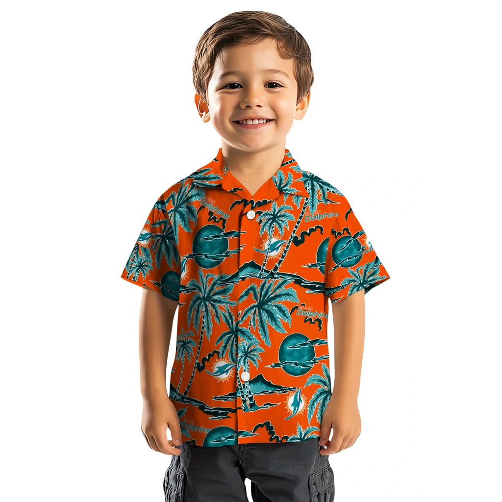 Miami Dolphins Hawaiian Shirt - Palm Sunset | Moonbestprint