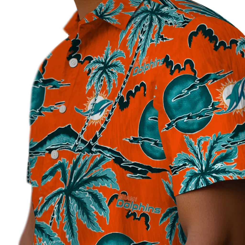 Miami Dolphins Hawaiian Shirt - Palm Sunset | Moonbestprint