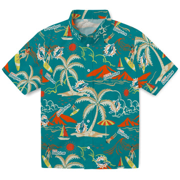 Miami Dolphins Hawaiian Shirt - Palm Tree Island | Moonbestprint