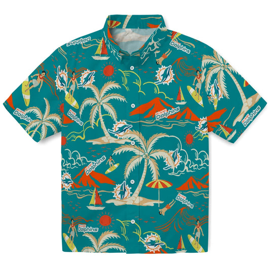 Miami Dolphins Hawaiian Shirt - Palm Tree Island | Moonbestprint