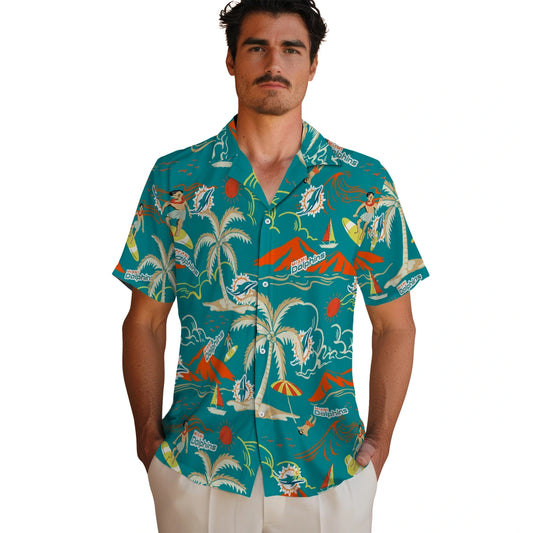 Miami Dolphins Hawaiian Shirt - Palm Tree Island | Moonbestprint