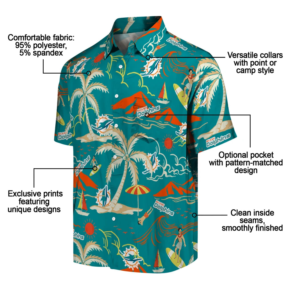 Miami Dolphins Hawaiian Shirt - Palm Tree Island | Moonbestprint