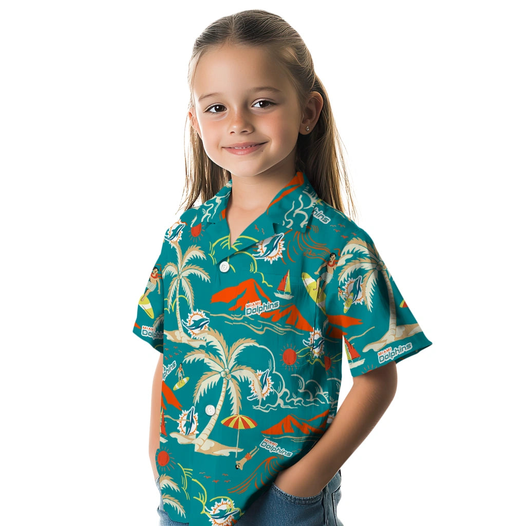 Miami Dolphins Hawaiian Shirt - Palm Tree Island | Moonbestprint