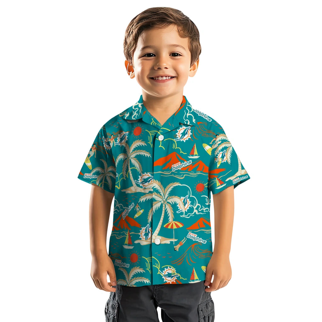 Miami Dolphins Hawaiian Shirt - Palm Tree Island | Moonbestprint