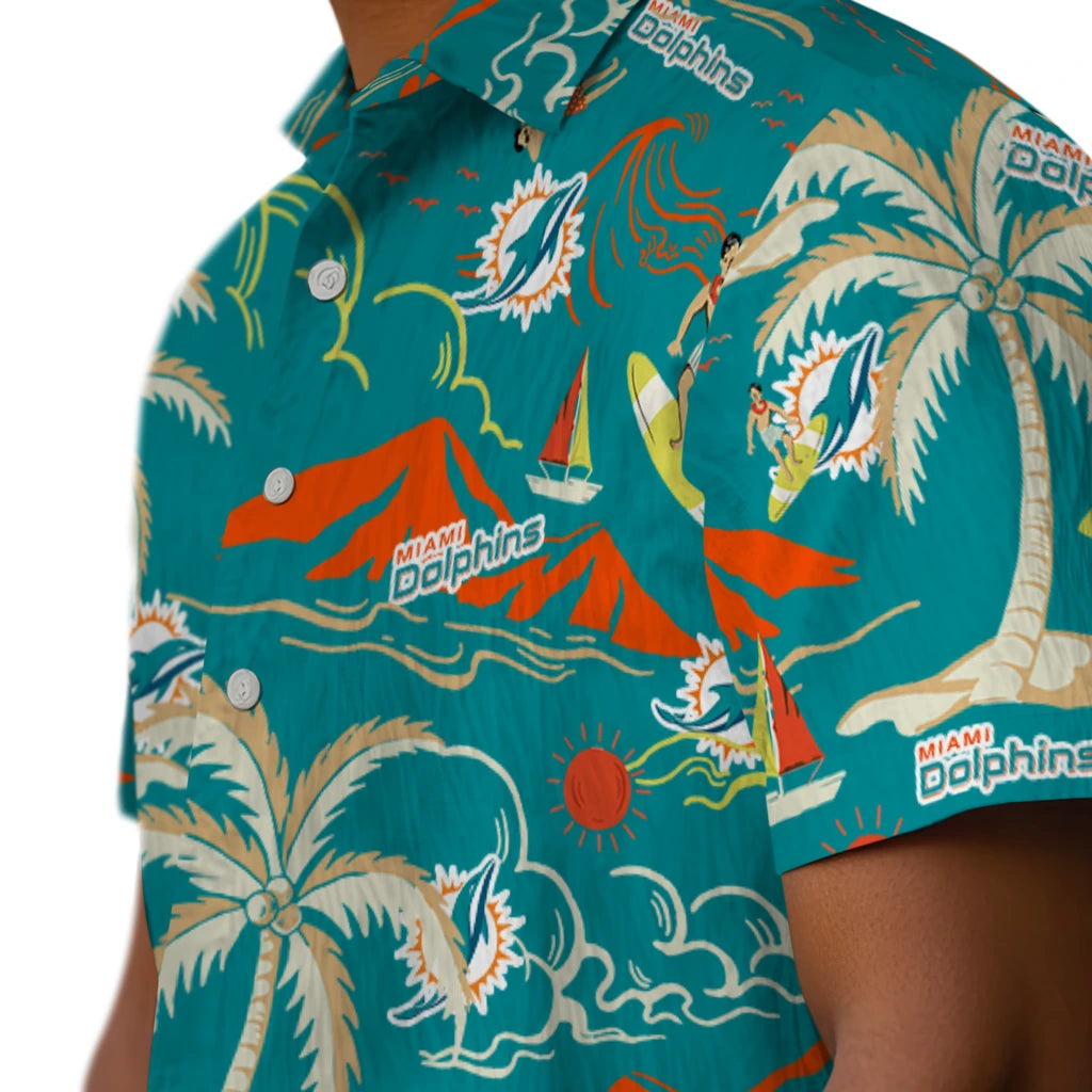Miami Dolphins Hawaiian Shirt - Palm Tree Island | Moonbestprint
