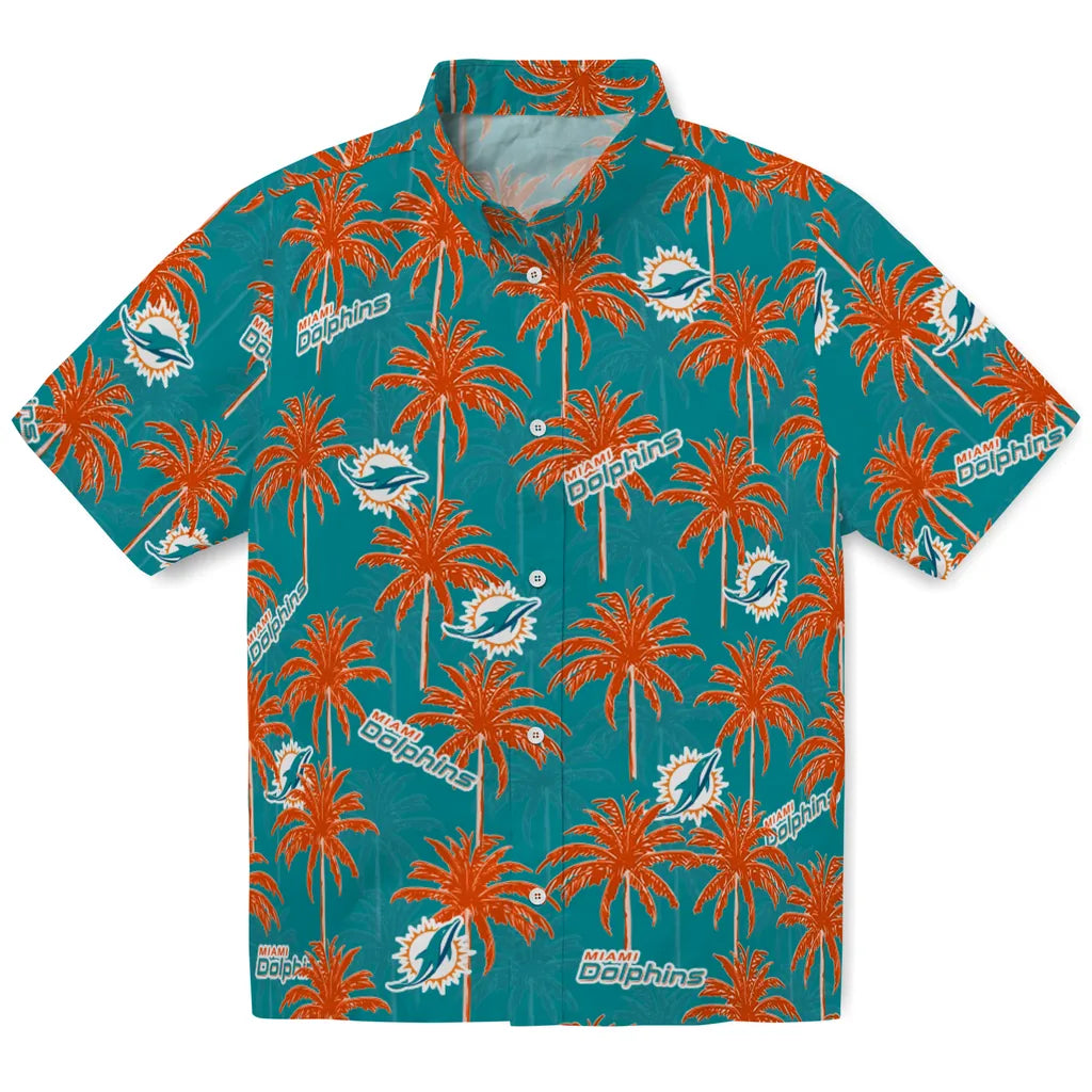 Miami Dolphins Hawaiian Shirt - Palm Tree Motif | Moonbestprint