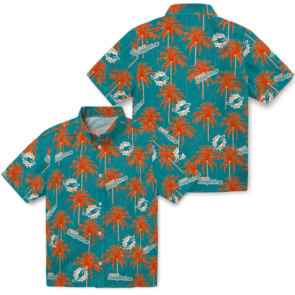 Miami Dolphins Hawaiian Shirt - Palm Tree Motif | Moonbestprint