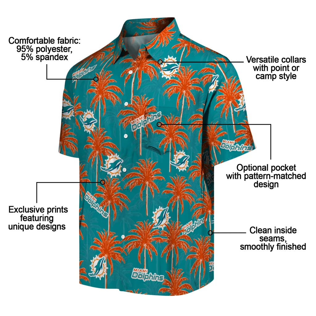 Miami Dolphins Hawaiian Shirt - Palm Tree Motif | Moonbestprint