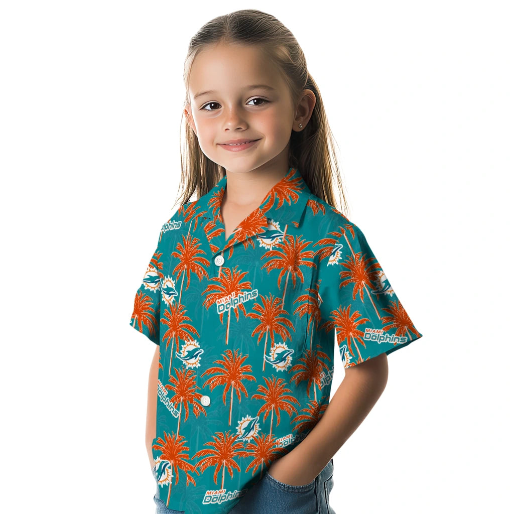 Miami Dolphins Hawaiian Shirt - Palm Tree Motif | Moonbestprint