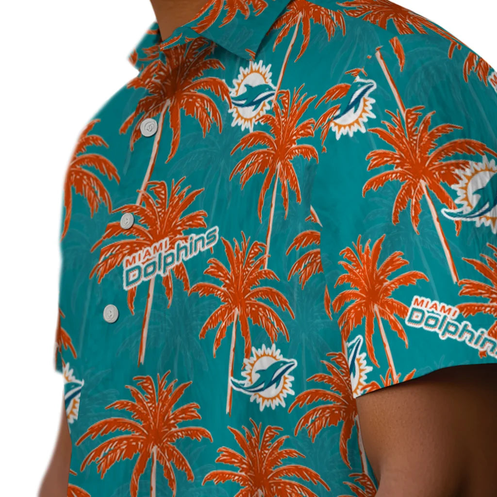 Miami Dolphins Hawaiian Shirt - Palm Tree Motif | Moonbestprint