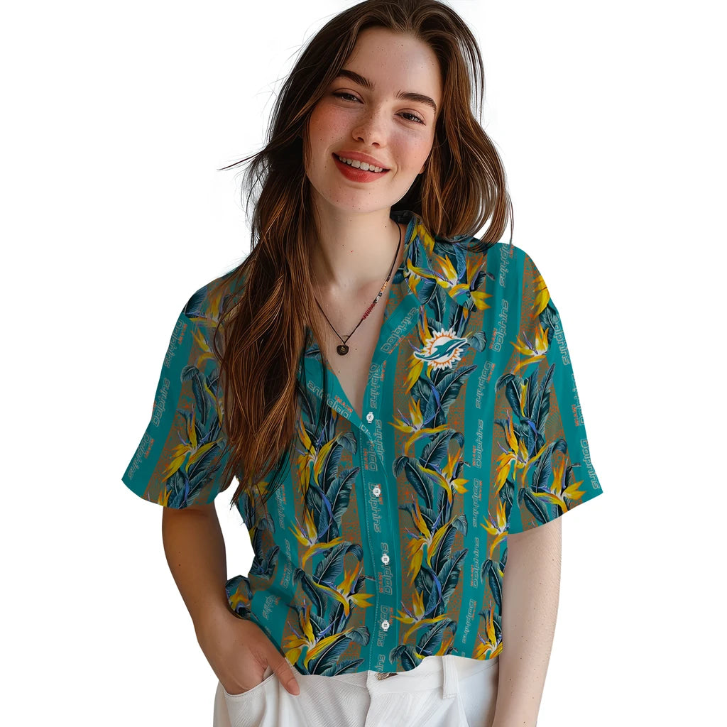 Miami Dolphins Hawaiian Shirt - Paradise Vines | Moonbestprint