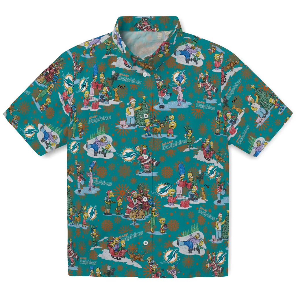 Miami Dolphins Hawaiian Shirt - Simpsons Christmas | Moonbestprint