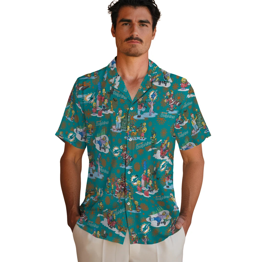 Miami Dolphins Hawaiian Shirt - Simpsons Christmas | Moonbestprint