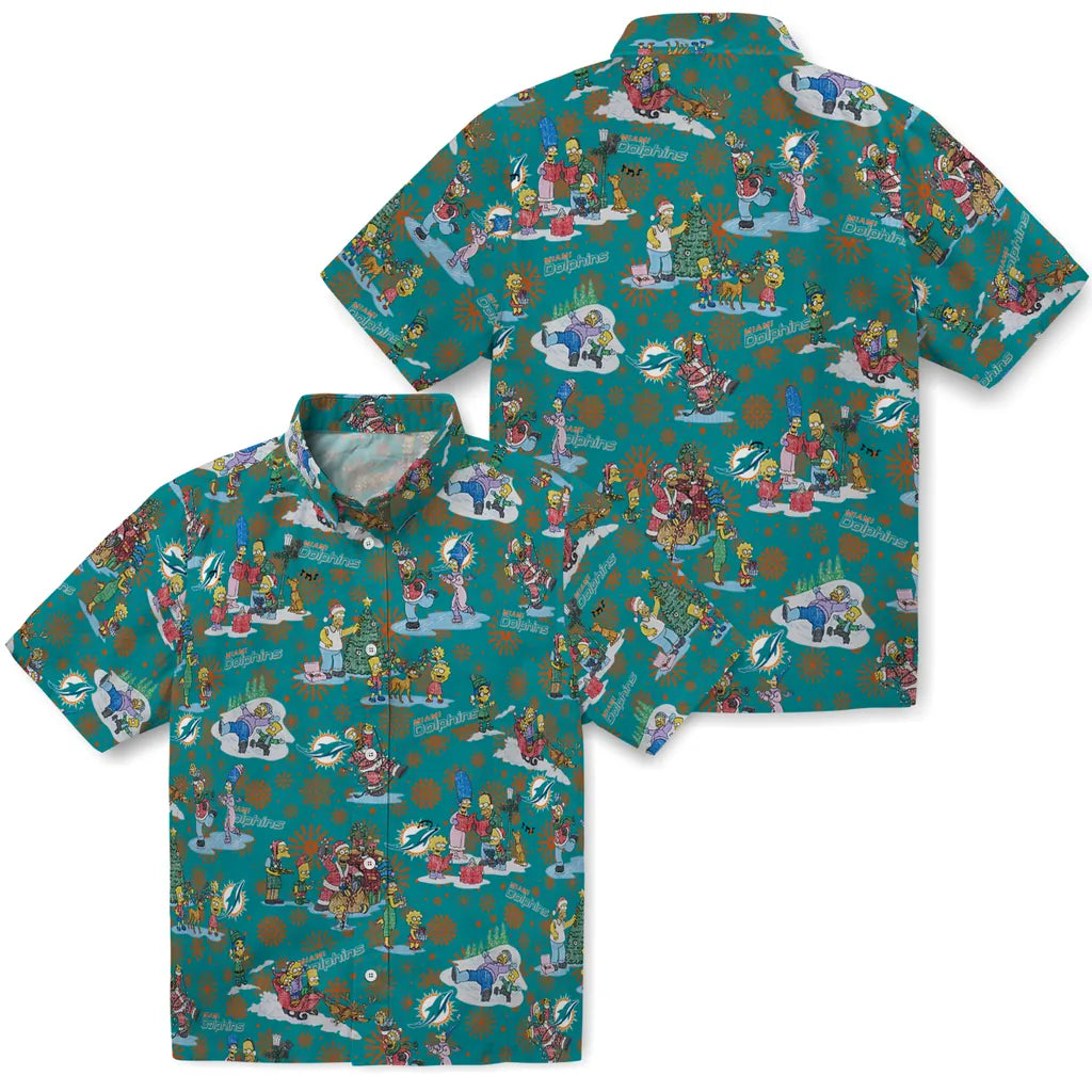 Miami Dolphins Hawaiian Shirt - Simpsons Christmas | Moonbestprint