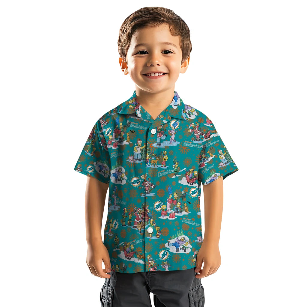 Miami Dolphins Hawaiian Shirt - Simpsons Christmas | Moonbestprint