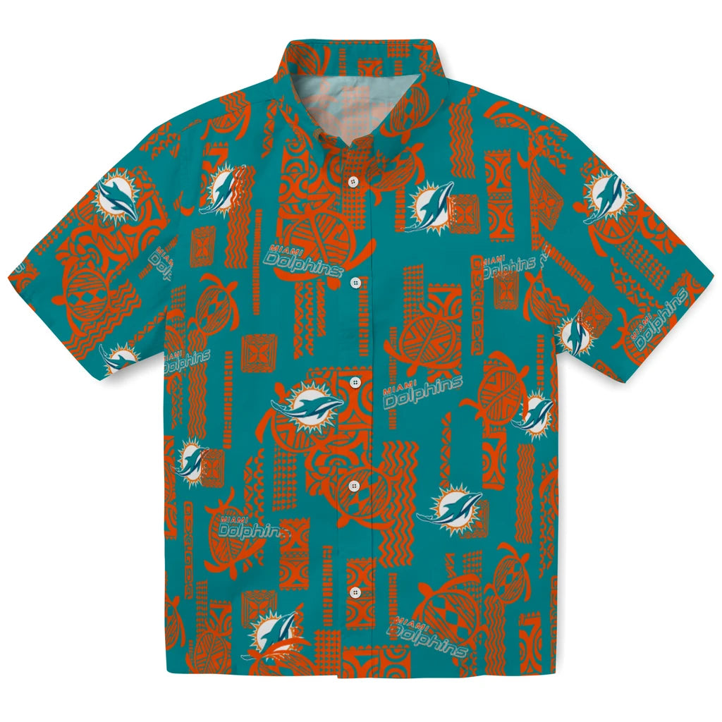 Miami Dolphins Hawaiian Shirt - Turtle Lines | Moonbestprint