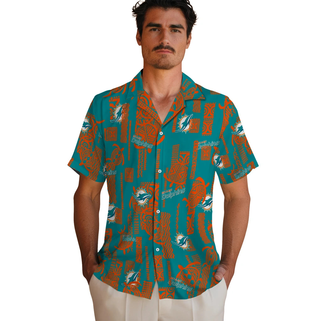 Miami Dolphins Hawaiian Shirt - Turtle Lines | Moonbestprint