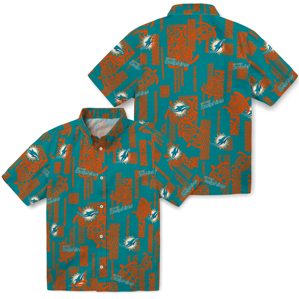 Miami Dolphins Hawaiian Shirt - Turtle Lines | Moonbestprint
