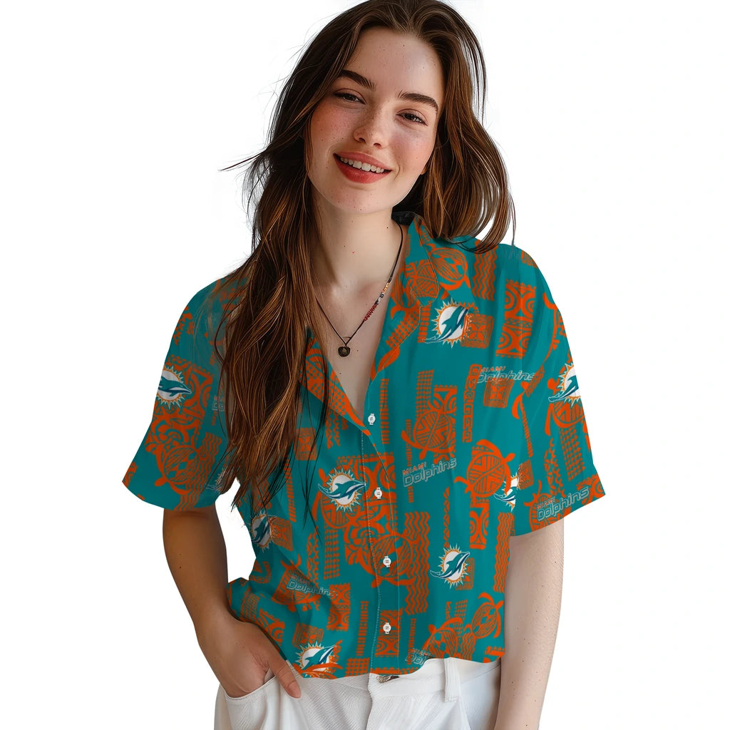 Miami Dolphins Hawaiian Shirt - Turtle Lines | Moonbestprint