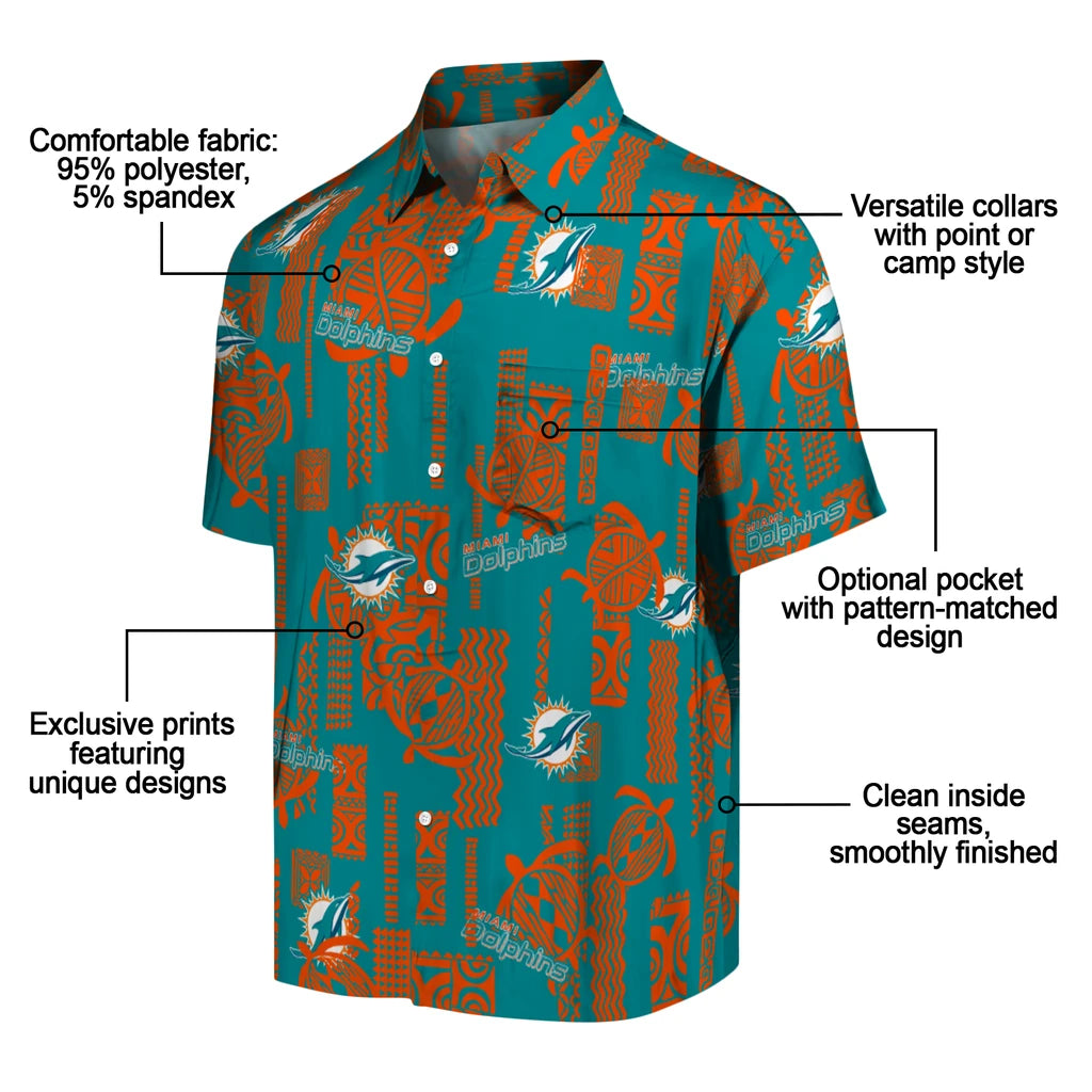 Miami Dolphins Hawaiian Shirt - Turtle Lines | Moonbestprint