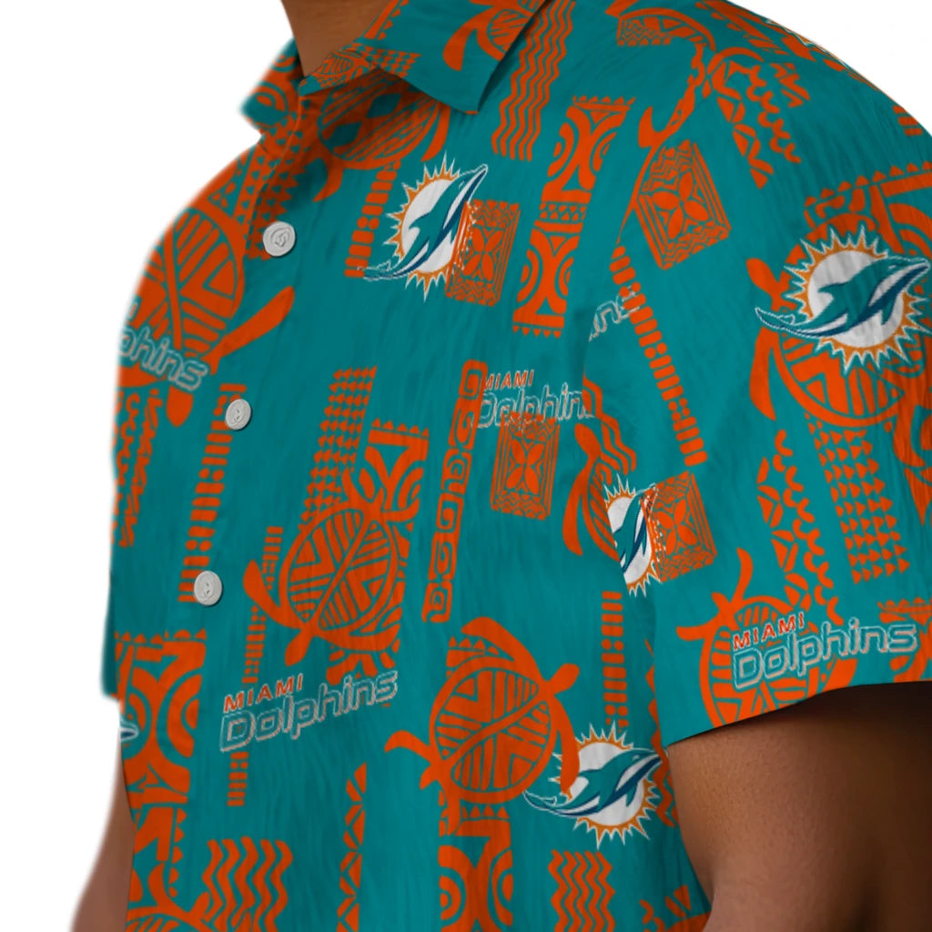 Miami Dolphins Hawaiian Shirt - Turtle Lines | Moonbestprint