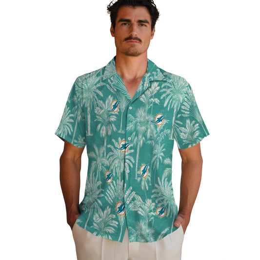 Miami Dolphins Hawaiian Shirt - Vintage Palm Tree | Moonbestprint