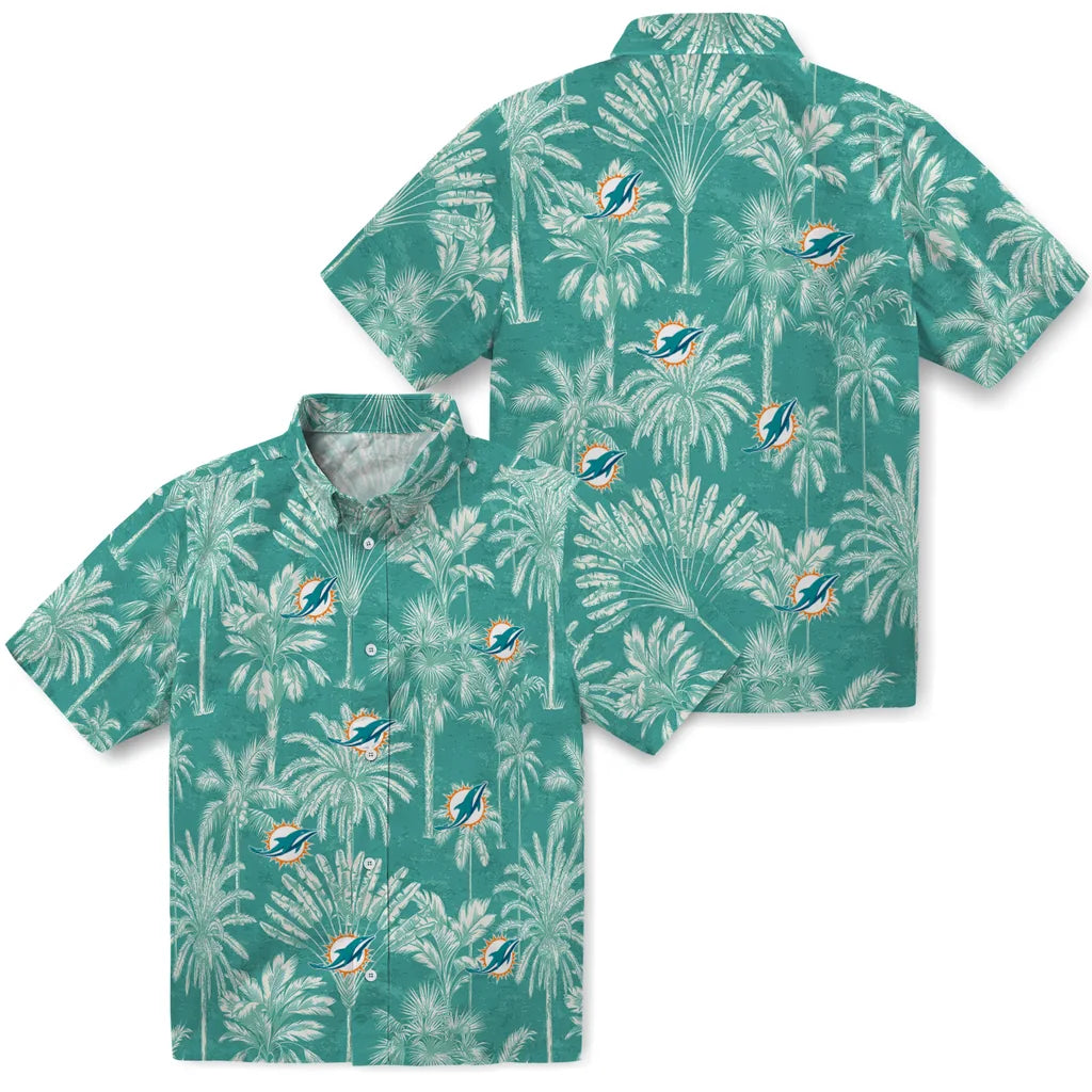 Miami Dolphins Hawaiian Shirt - Vintage Palm Tree | Moonbestprint