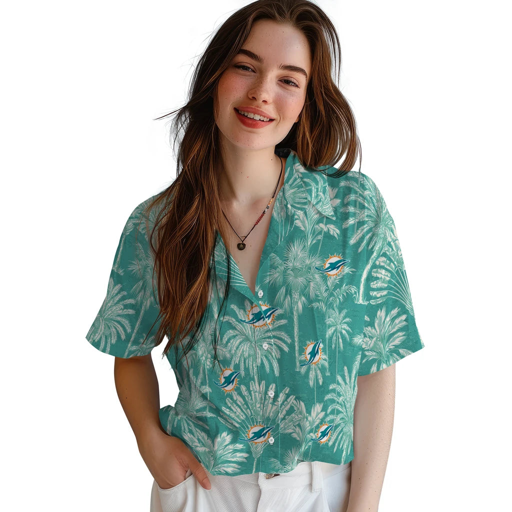 Miami Dolphins Hawaiian Shirt - Vintage Palm Tree | Moonbestprint