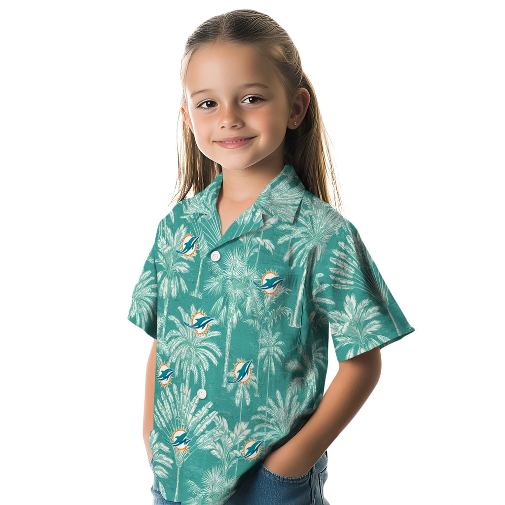 Miami Dolphins Hawaiian Shirt - Vintage Palm Tree | Moonbestprint