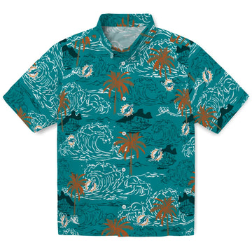 Miami Dolphins Hawaiian Shirt - Wave Palm | Moonbestprint