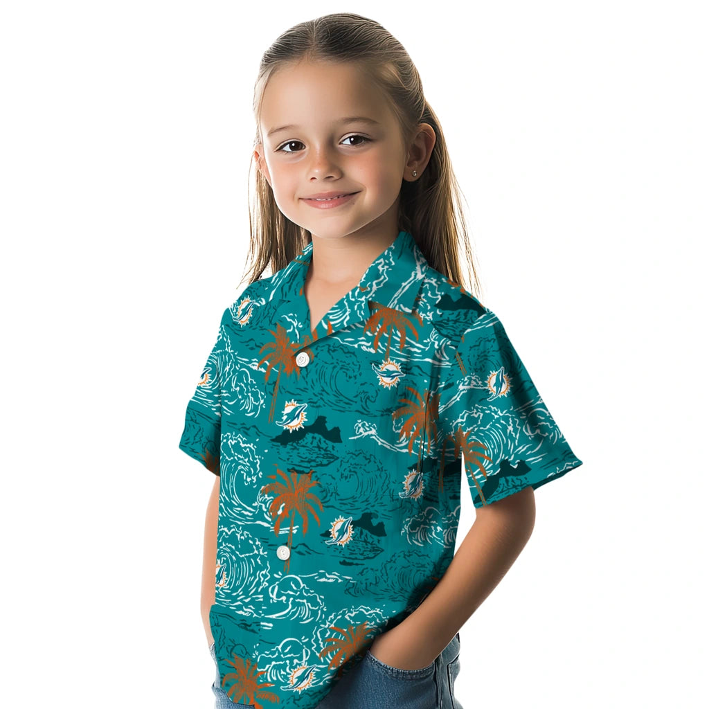 Miami Dolphins Hawaiian Shirt - Wave Palm | Moonbestprint